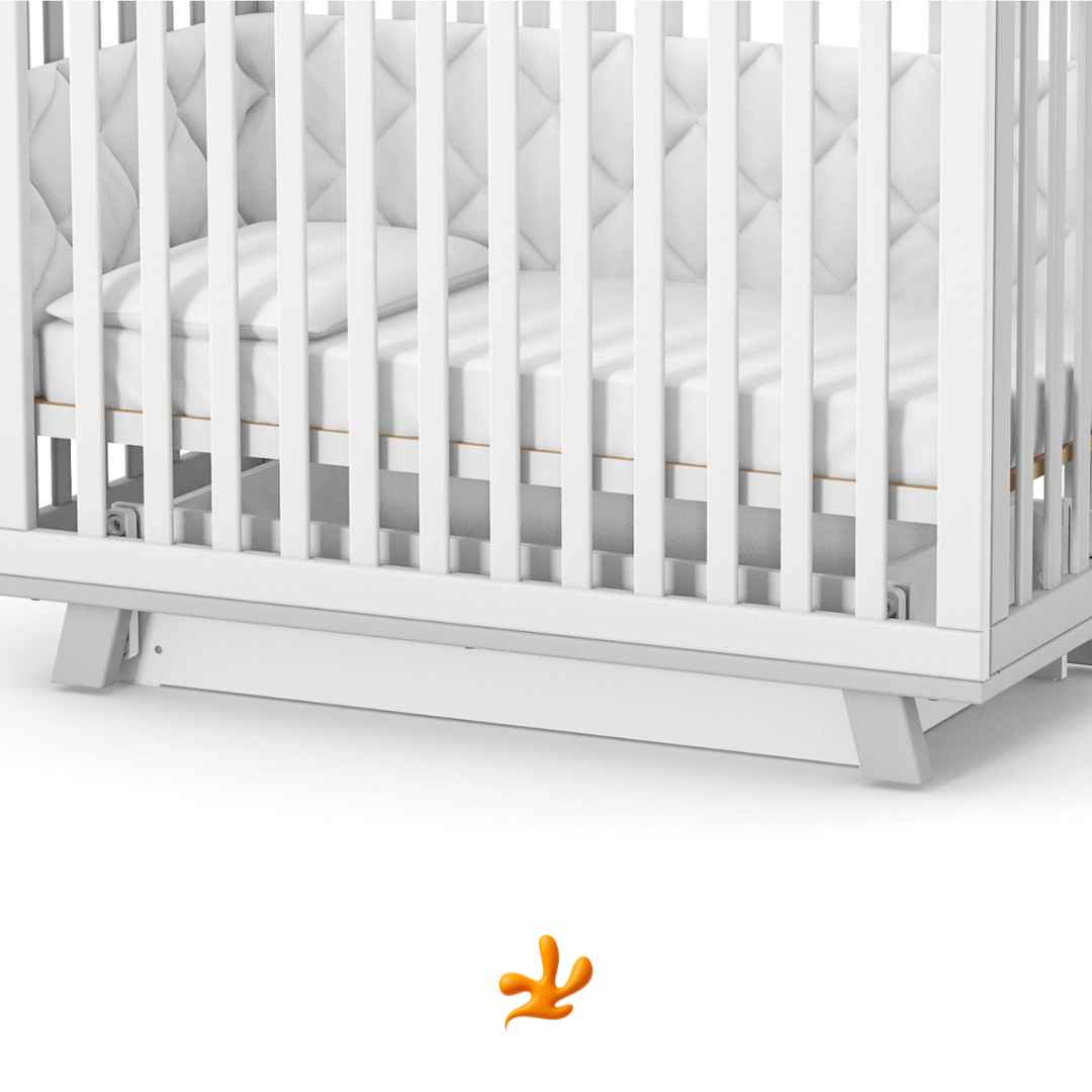 Příčný mechanismus houpání pro postýlky Lussi Gekko. Podélný, bez šuplíku. Bílá.